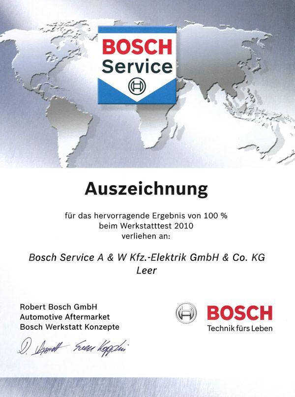 ​A&W KFZ-Elektrik GmbH & Co. KG​ ​Leer​ Auszeichnung 2010